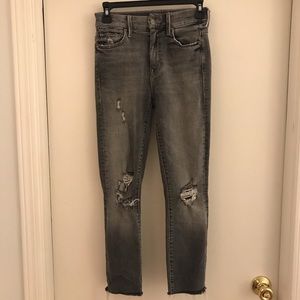 Mother Denim gray distressed skinny jeans